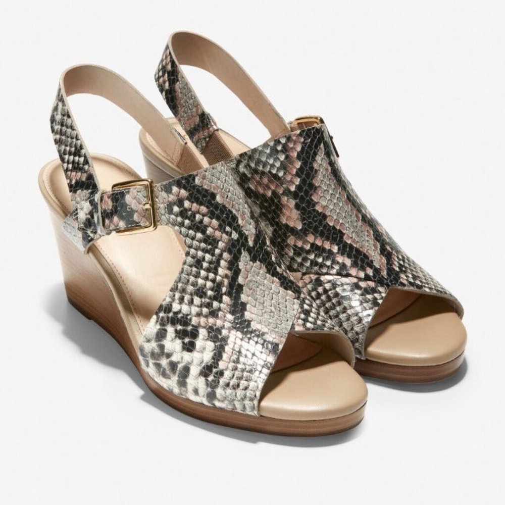 Cole Haan Grey Philomena Python Wedge Size 6.5